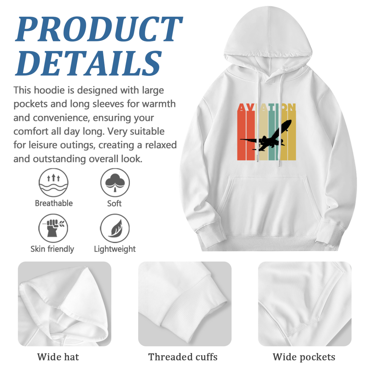 Retro Aviation Airplane Graphic Hoodie