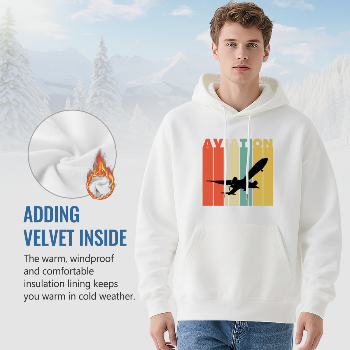 Retro Aviation Airplane Graphic Hoodie