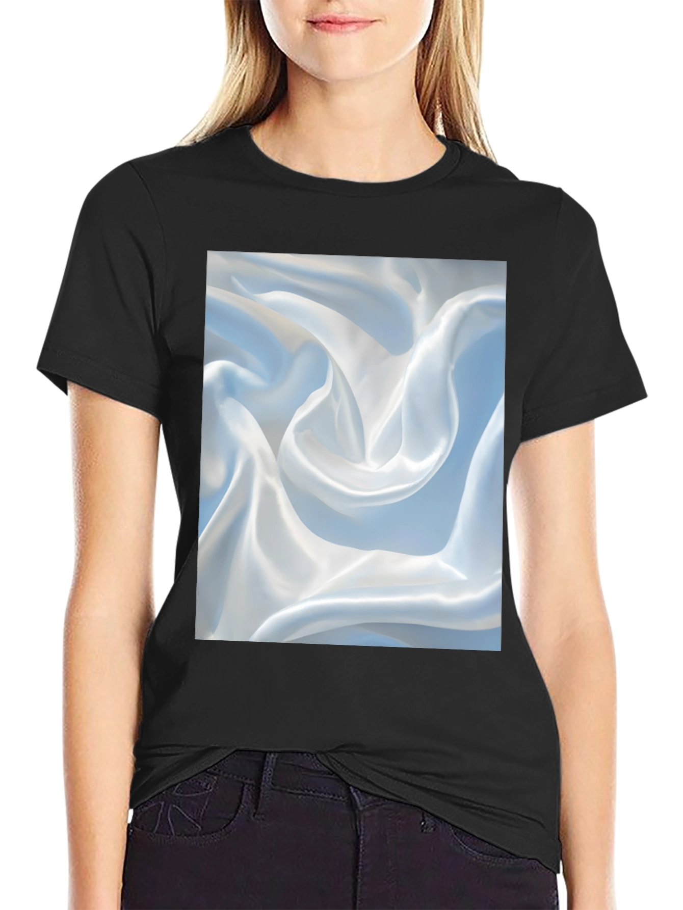 Abstract Swirl Pattern Black T-Shirt