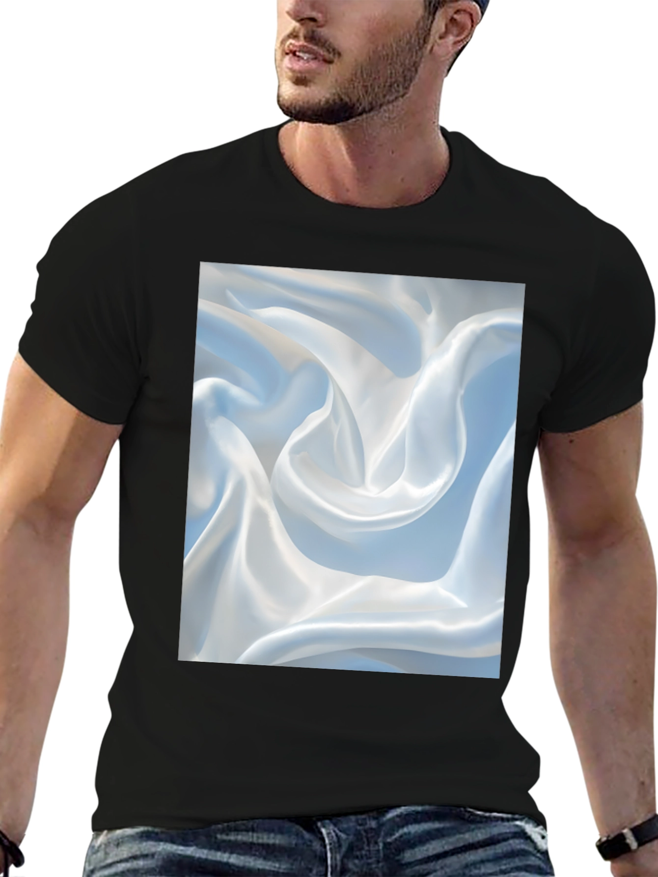 Abstract Swirl Pattern Black T-Shirt