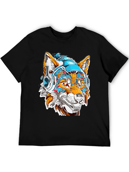 Cyberpunk Fox Graphic Tee - Black