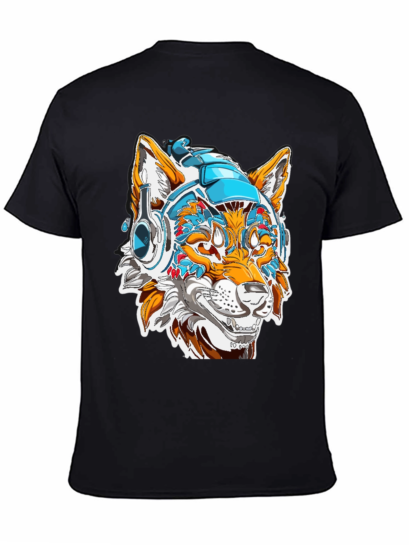 Cyberpunk Fox Graphic Tee - Black