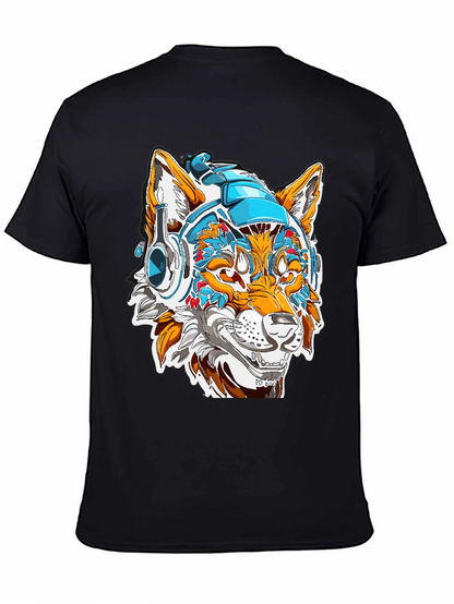 Cyberpunk Fox Graphic Tee - Black