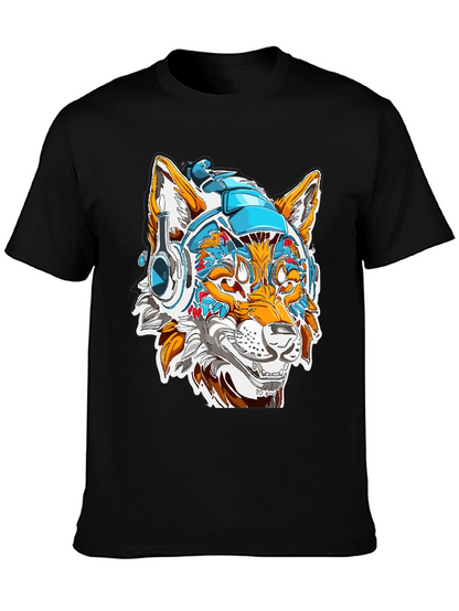 Cyberpunk Fox Graphic Tee - Black