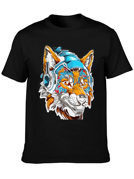 Cyberpunk Fox Graphic Tee - Black
