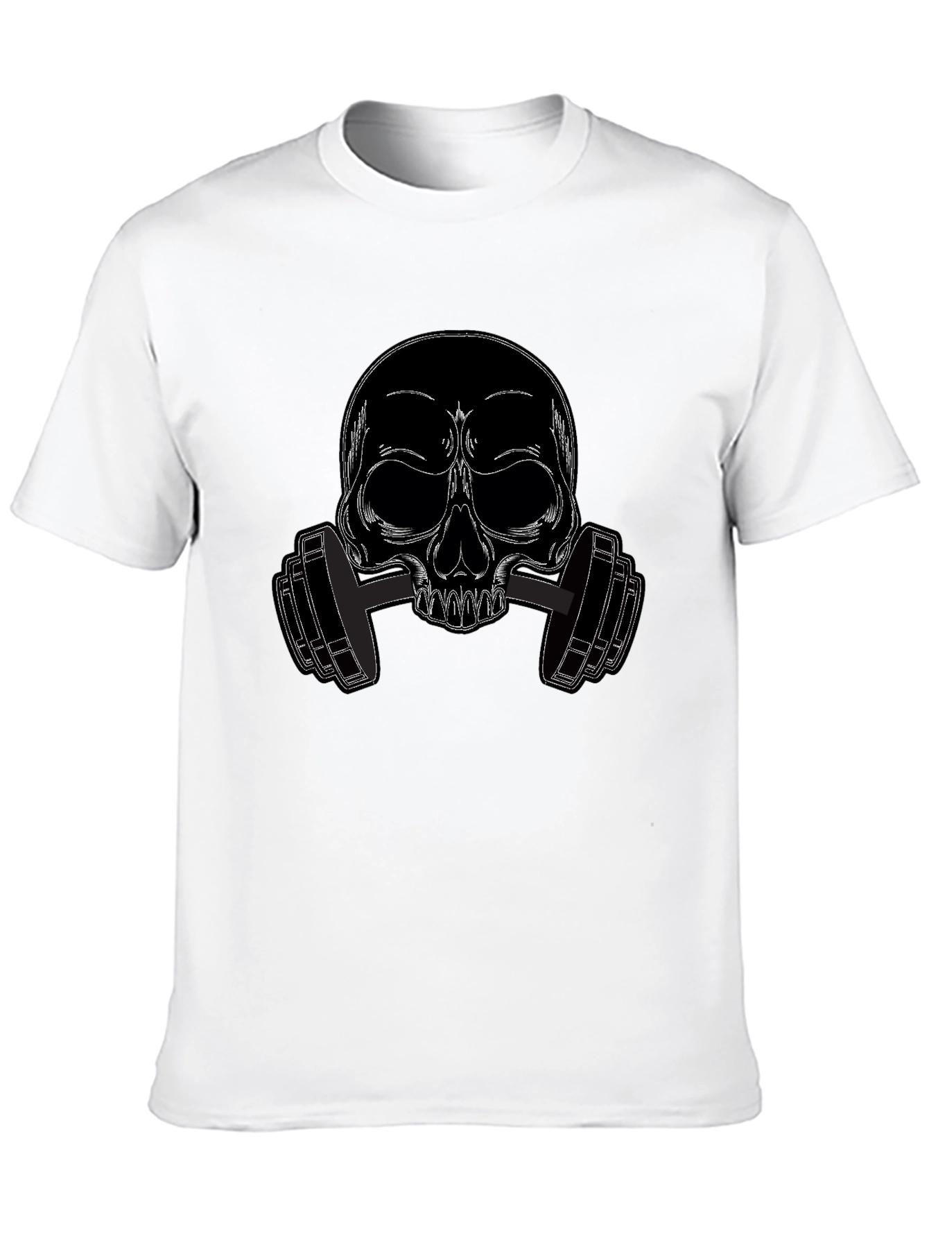 Skull Dumbbell Graphic Tee - Black