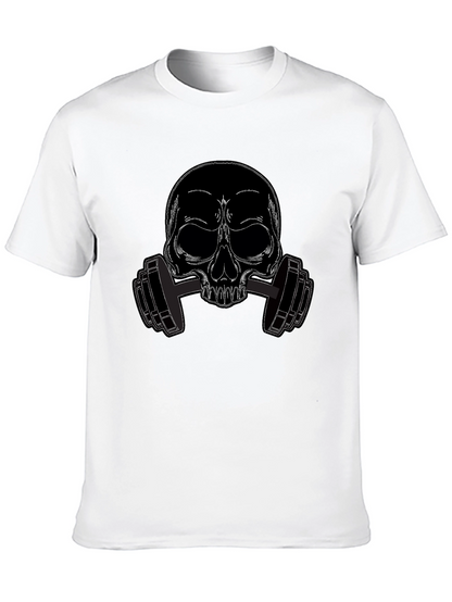 Skull Dumbbell Graphic Tee - Black