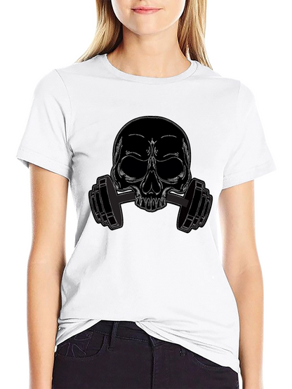 Skull Dumbbell Graphic Tee - Black