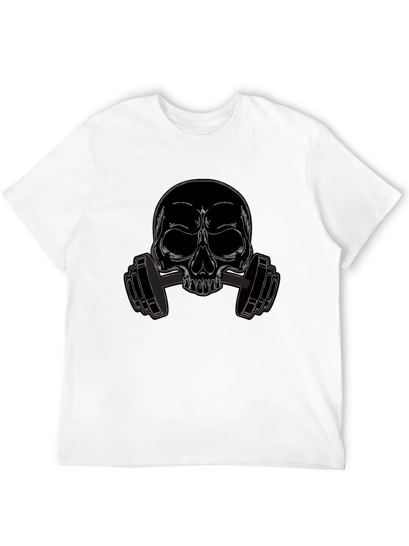 Skull Dumbbell Graphic Tee - Black