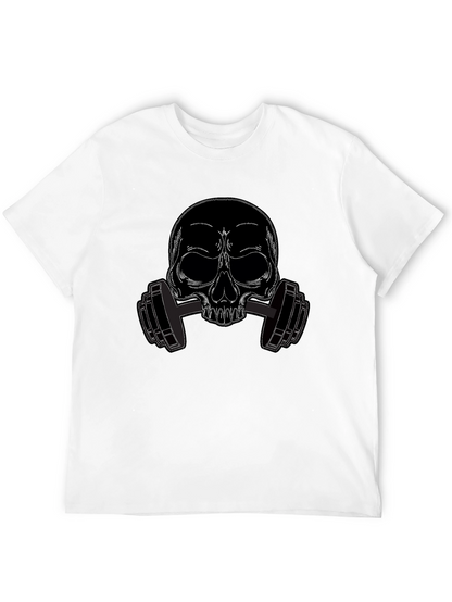 Skull Dumbbell Graphic Tee - Black