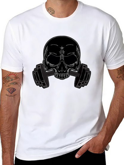 Skull Dumbbell Graphic Tee - Black
