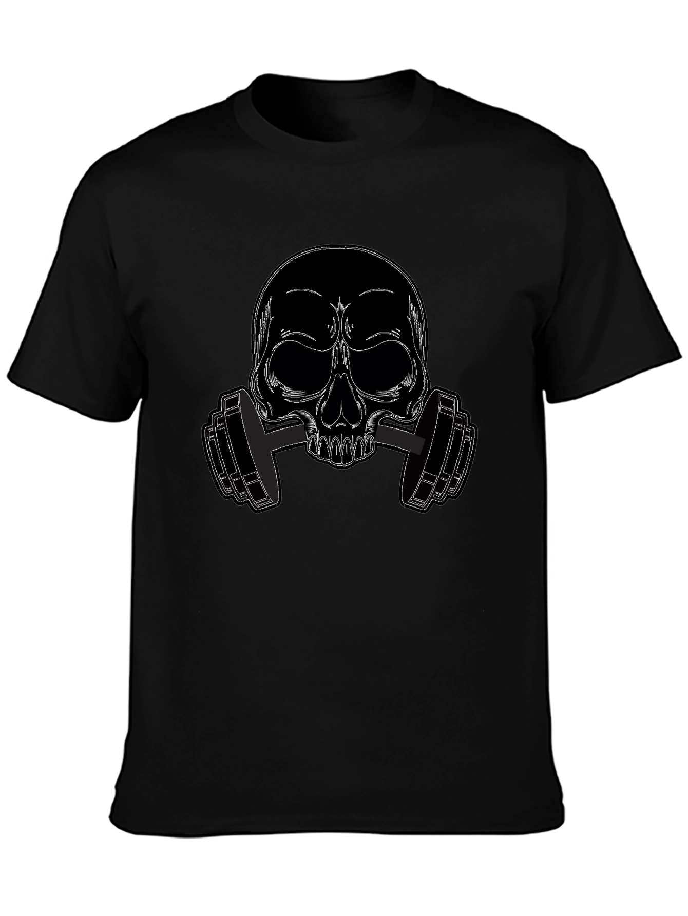 Skull Dumbbell Graphic Tee - Black