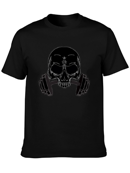 Skull Dumbbell Graphic Tee - Black