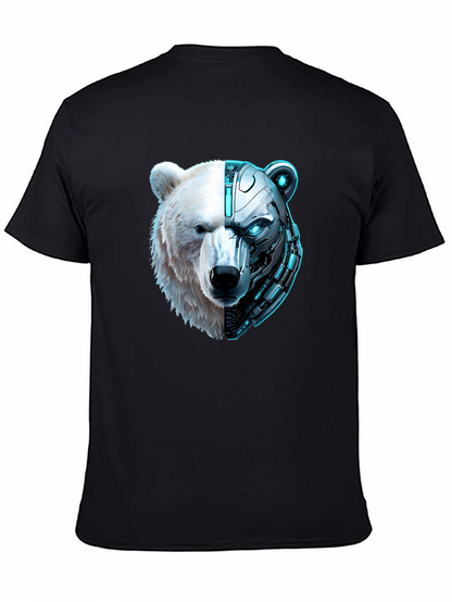 Cyber Bear Graphic Tee - Black Cotton T-Shirt