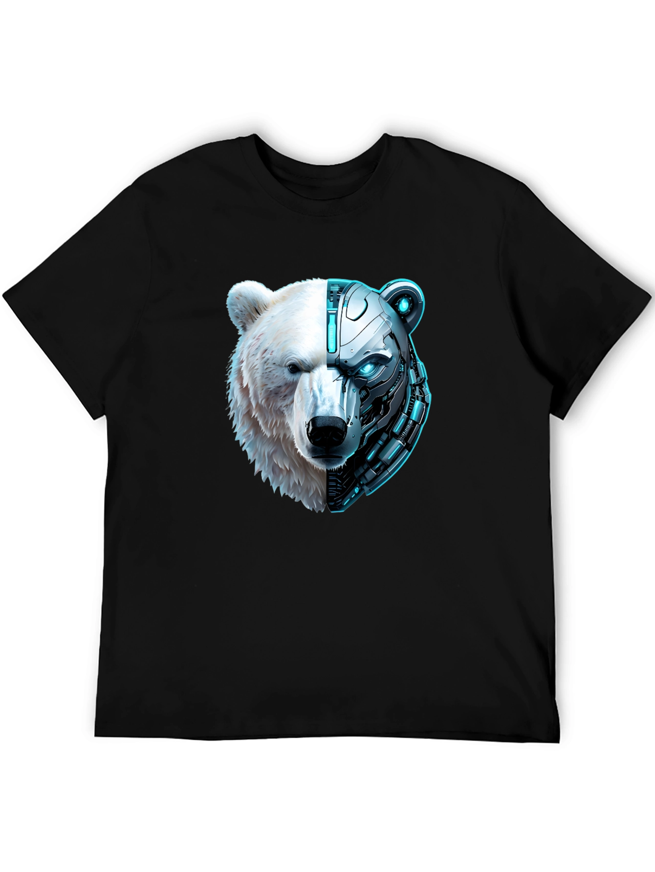 Cyber Bear Graphic Tee - Black Cotton T-Shirt