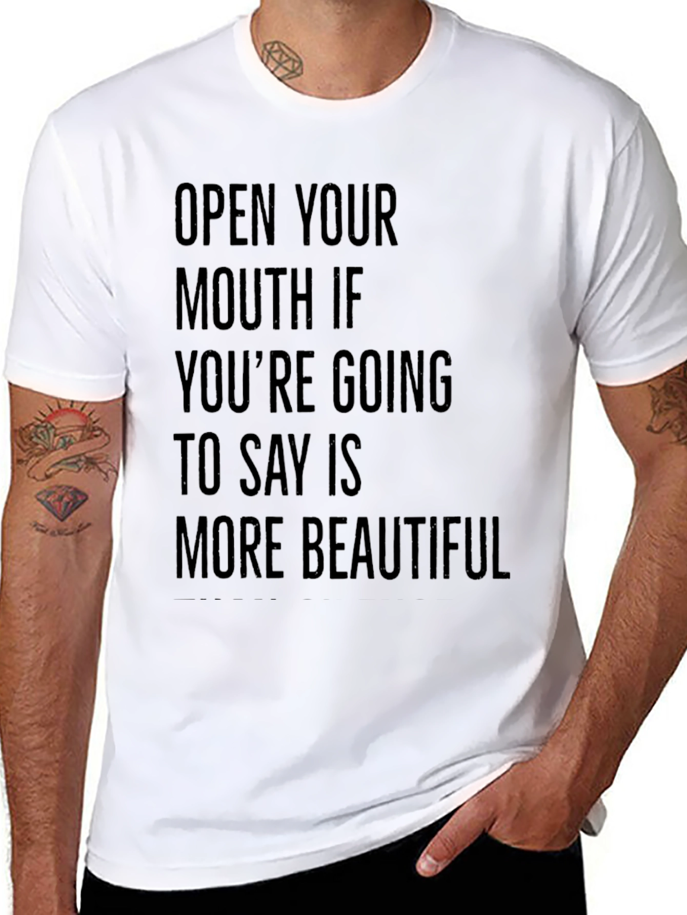 Funny Sarcastic Graphic Tee: Open Your Mouth