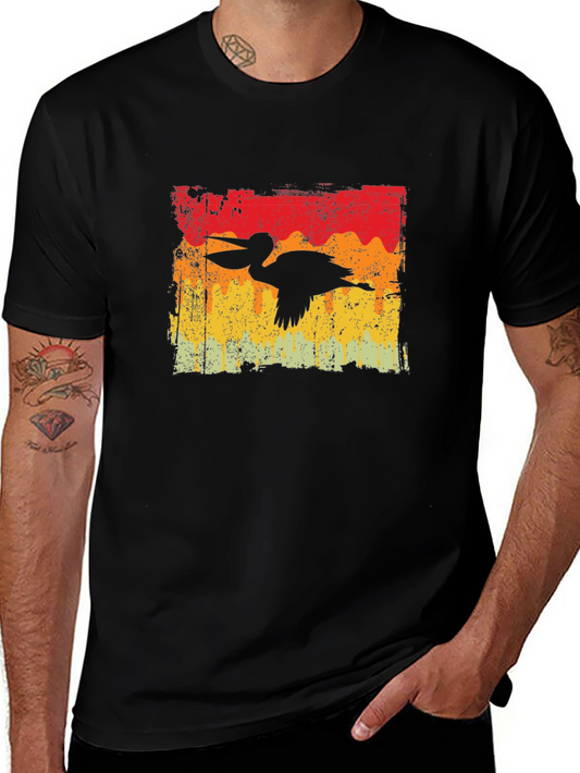 Retro Pelican T-Shirt - Vintage Style Black Tee