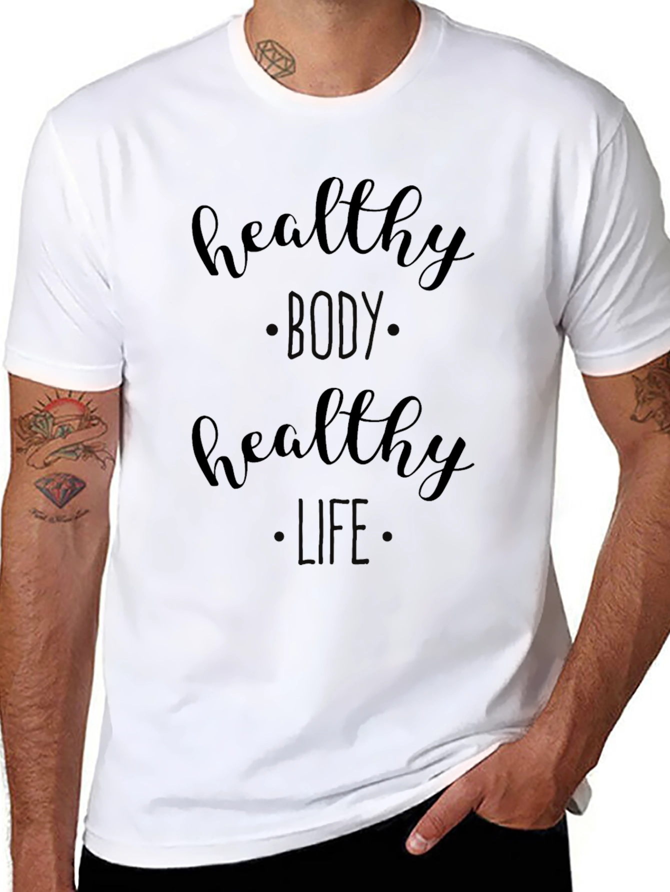 Healthy Body Healthy Life Black Graphic Tee