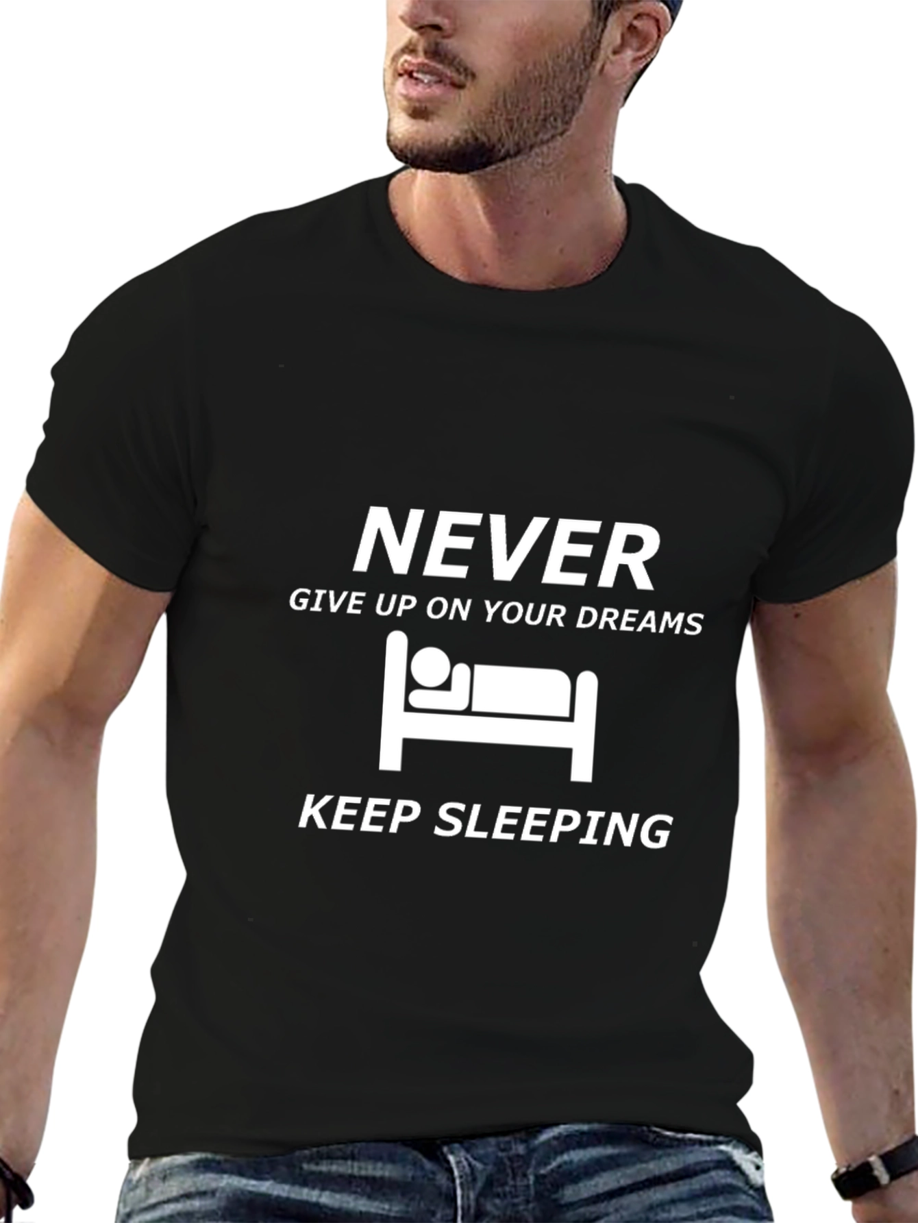 Never Give Up Keep Sleeping Graphic Tee