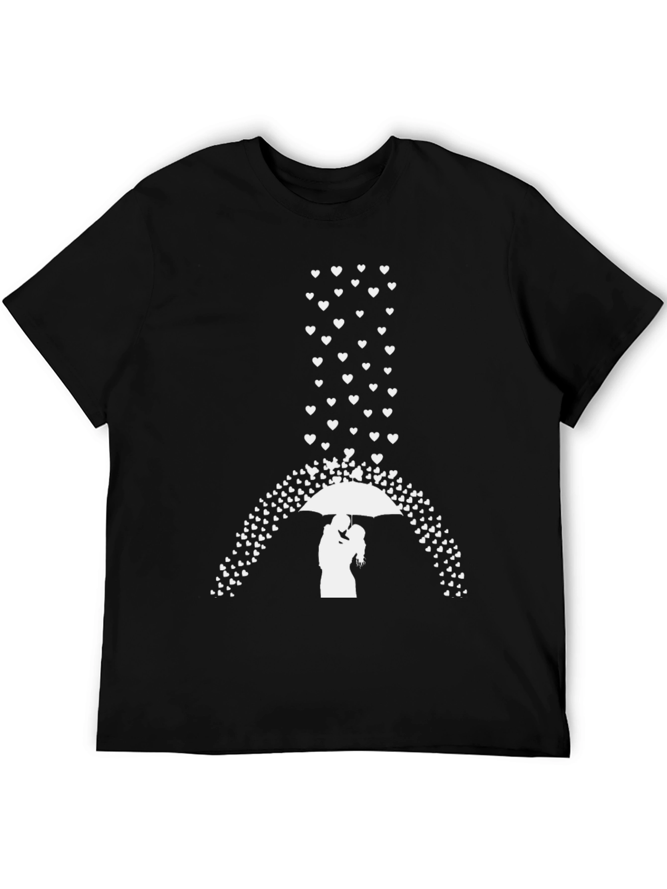 Romantic Hearts Umbrella Couple Graphic Tee