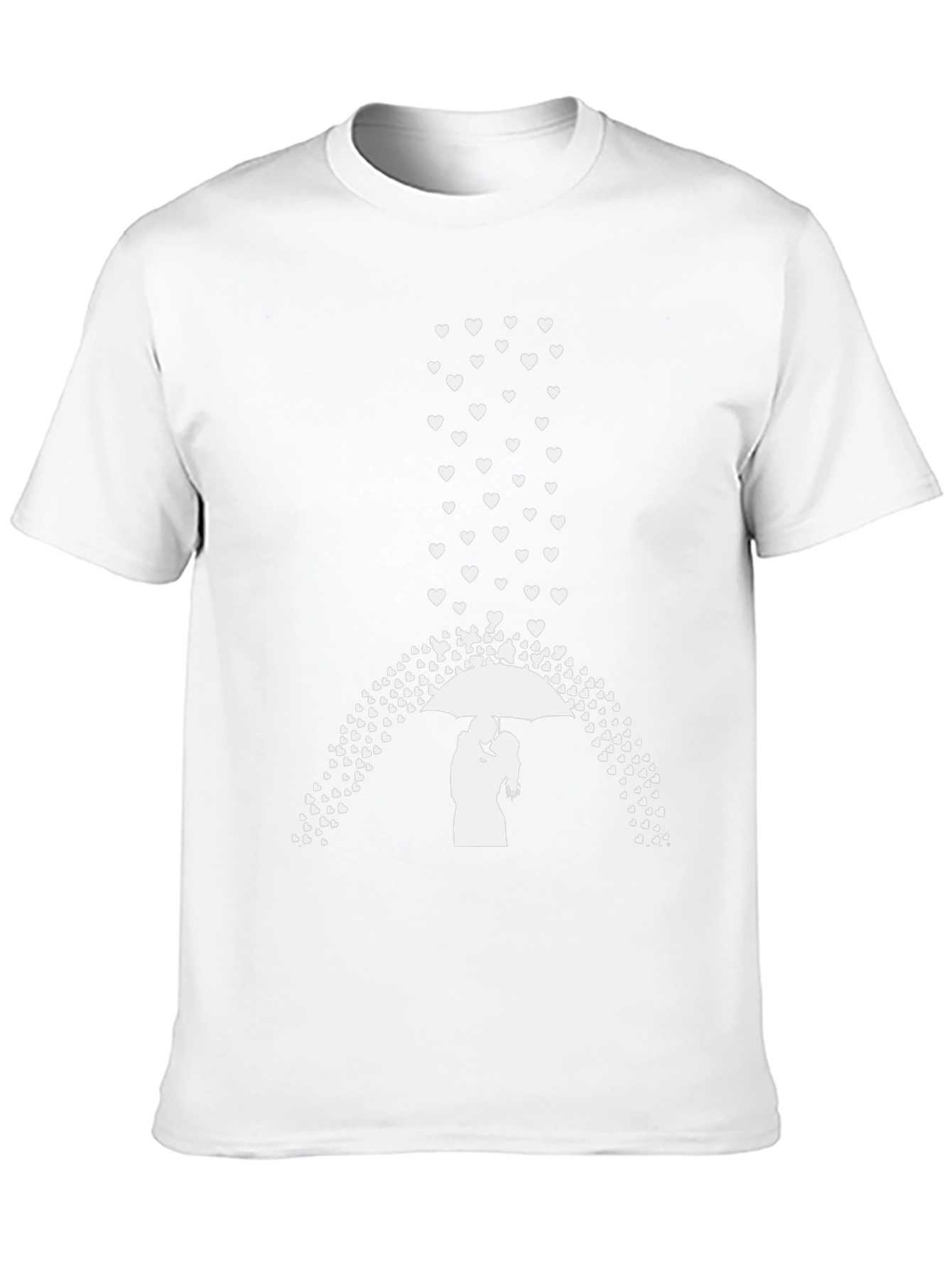 Romantic Hearts Umbrella Couple Graphic Tee