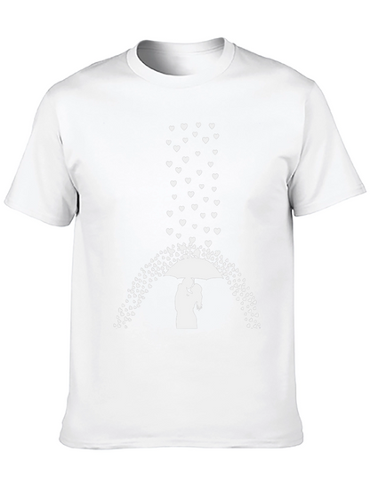Romantic Hearts Umbrella Couple Graphic Tee