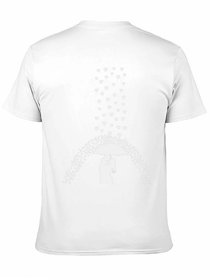 Romantic Hearts Umbrella Couple Graphic Tee