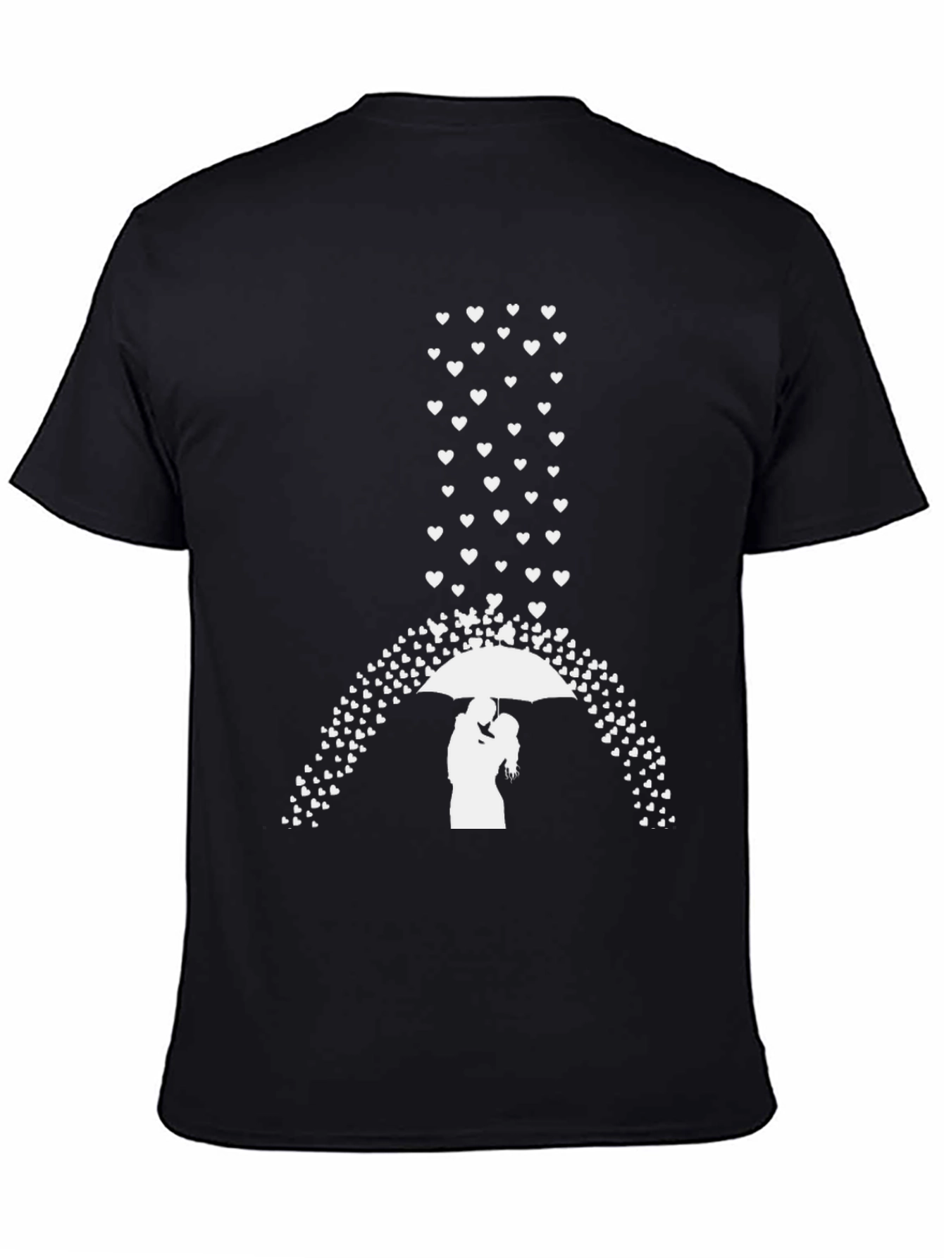 Romantic Hearts Umbrella Couple Graphic Tee