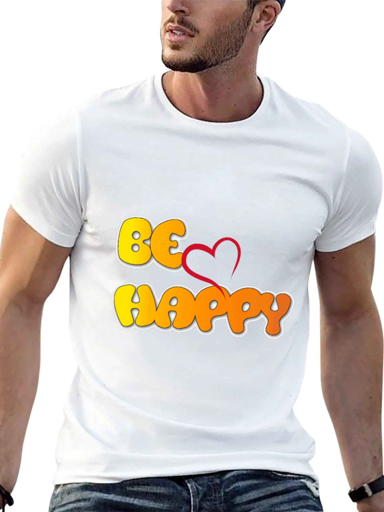 Be Happy Graphic T-Shirt - Black