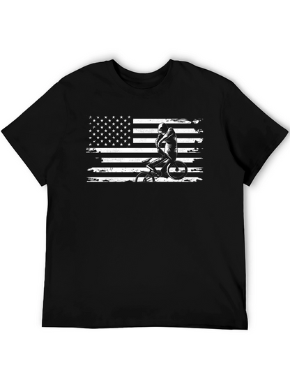 BMX American Flag Mens Black T-Shirt