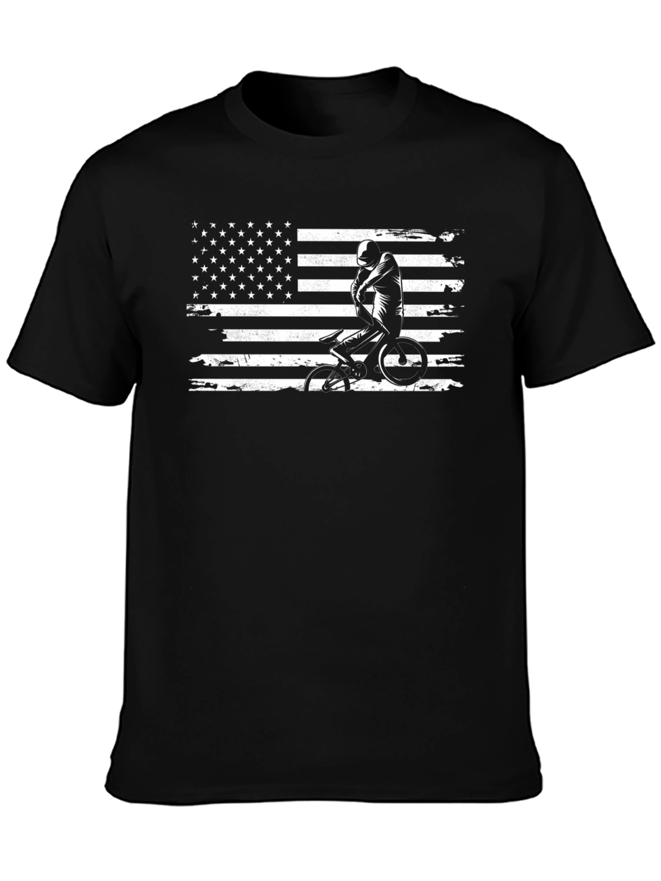 BMX American Flag Mens Black T-Shirt