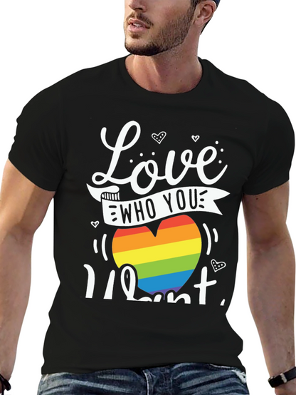 Love Who You Want Rainbow Heart Graphic Tee