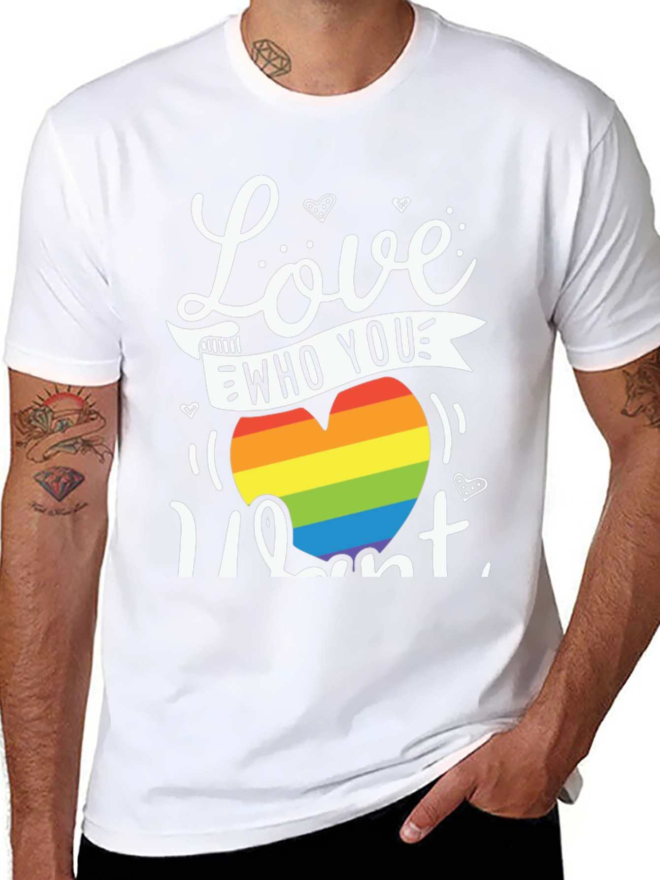 Love Who You Want Rainbow Heart Graphic Tee