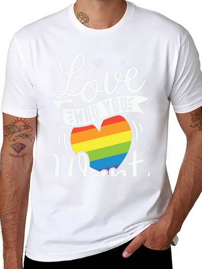 Love Who You Want Rainbow Heart Graphic Tee