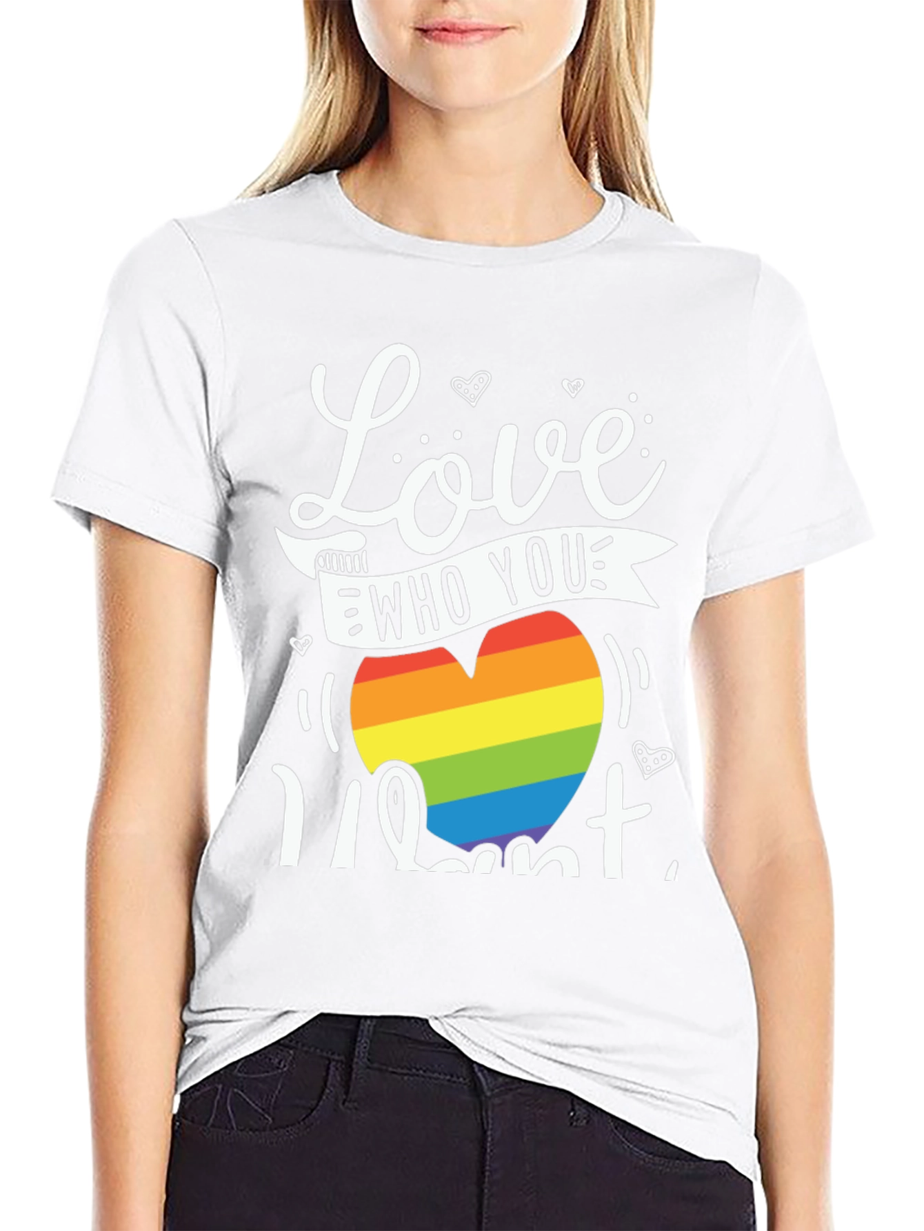 Love Who You Want Rainbow Heart Graphic Tee