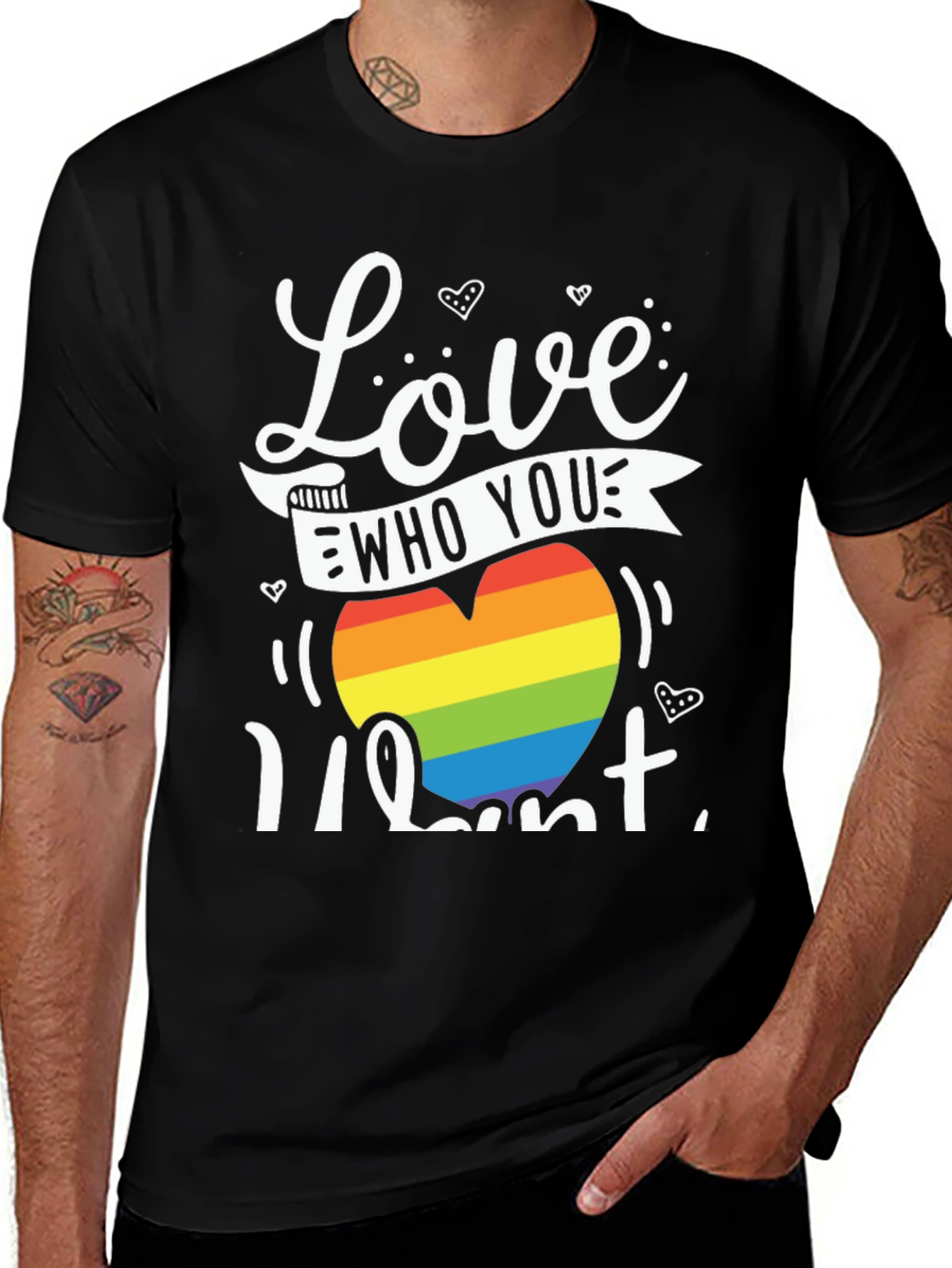 Love Who You Want Rainbow Heart Graphic Tee