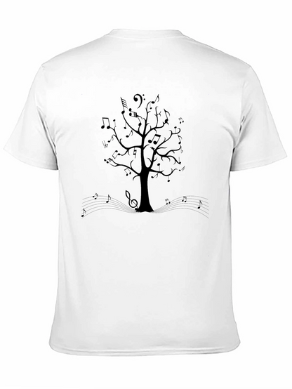 Musical Tree Graphic Tee - Black Cotton T-Shirt