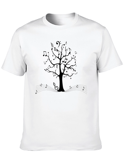 Musical Tree Graphic Tee - Black Cotton T-Shirt