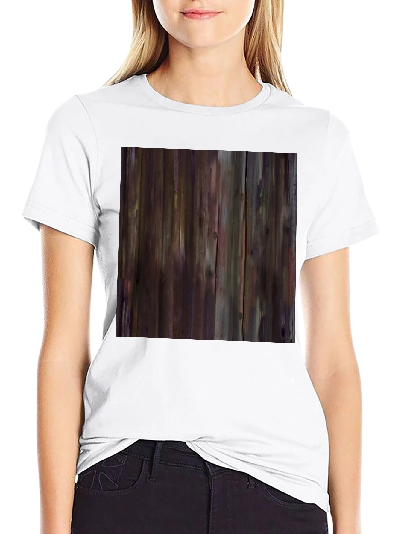 Rustic Wood Grain Graphic Tee - Black