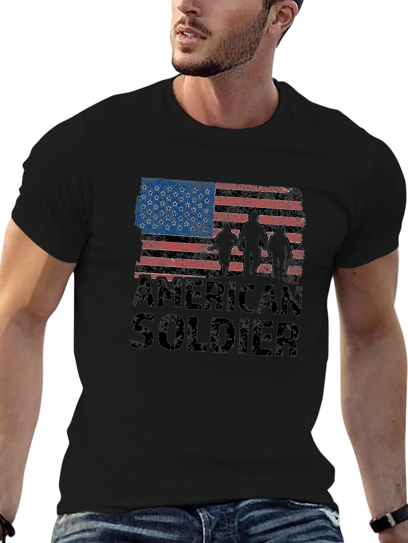 American Soldier Flag Graphic T-Shirt