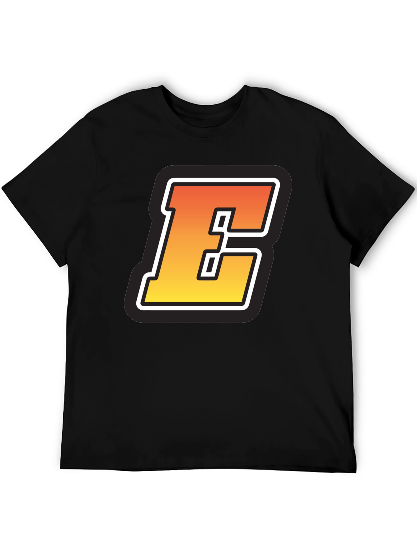 Bold Letter E Graphic Tee - Black T-Shirt