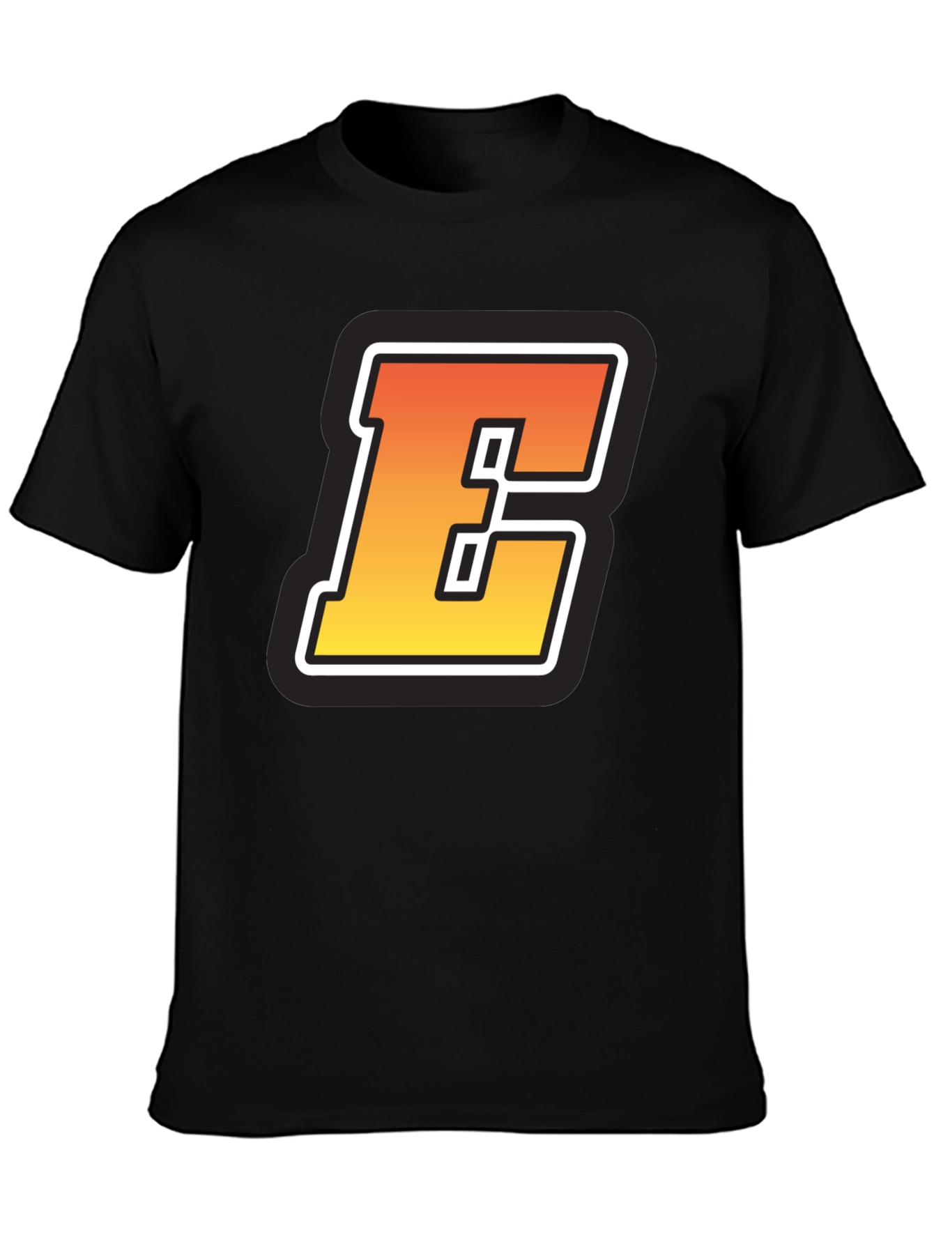 Bold Letter E Graphic Tee - Black T-Shirt