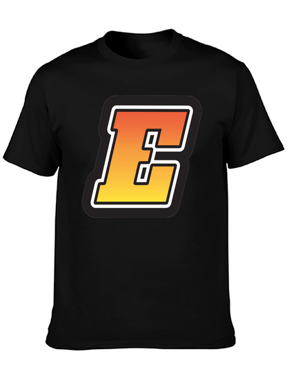 Bold Letter E Graphic Tee - Black T-Shirt