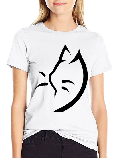 Minimalist Cat Silhouette Black T-Shirt