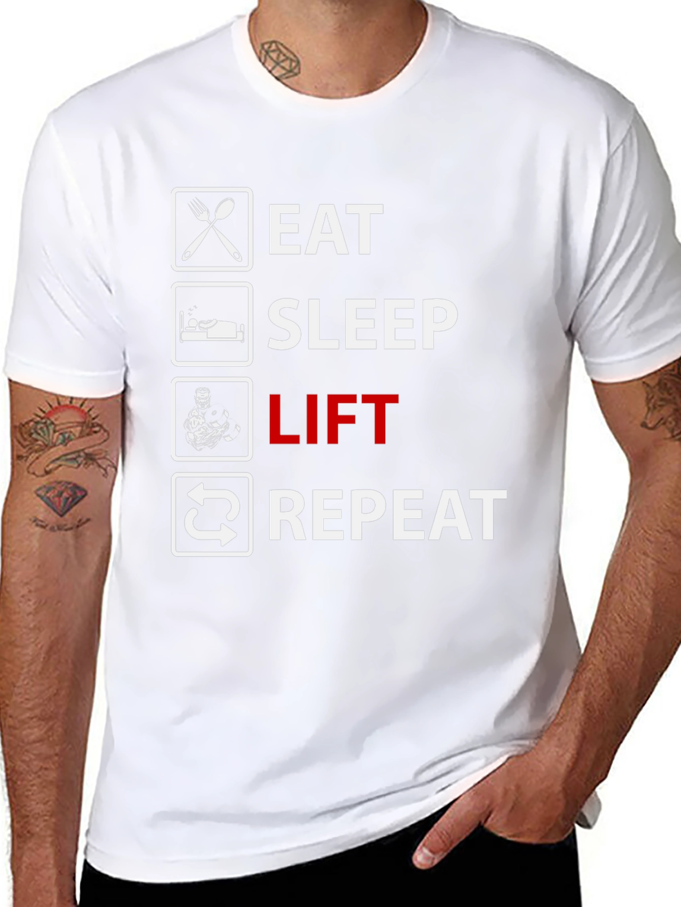 Eat Sleep Lift Repeat Graphic T-Shirt