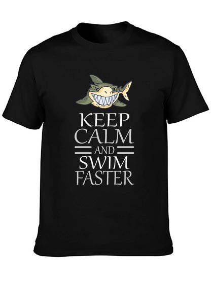 Keep Calm Shark Graphic Tee - Funny Novelty T-Shirt