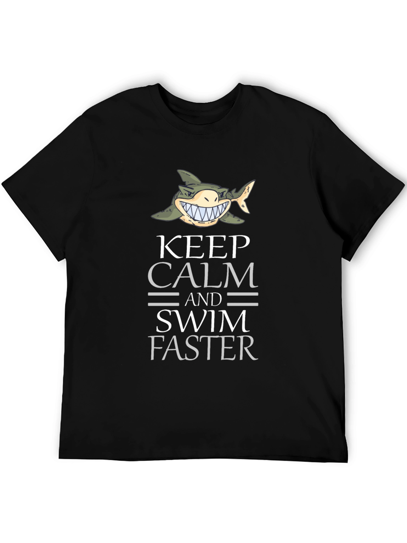 Keep Calm Shark Graphic Tee - Funny Novelty T-Shirt