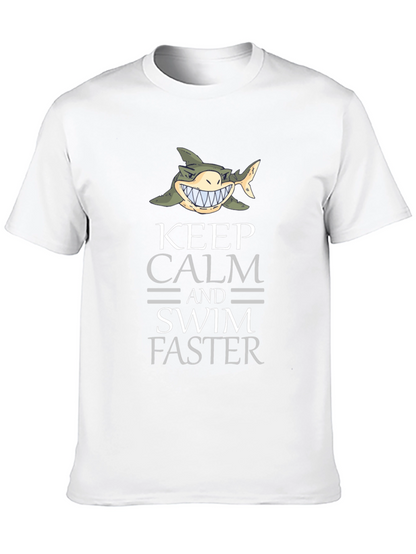 Keep Calm Shark Graphic Tee - Funny Novelty T-Shirt