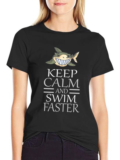 Keep Calm Shark Graphic Tee - Funny Novelty T-Shirt