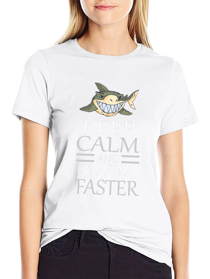 Keep Calm Shark Graphic Tee - Funny Novelty T-Shirt